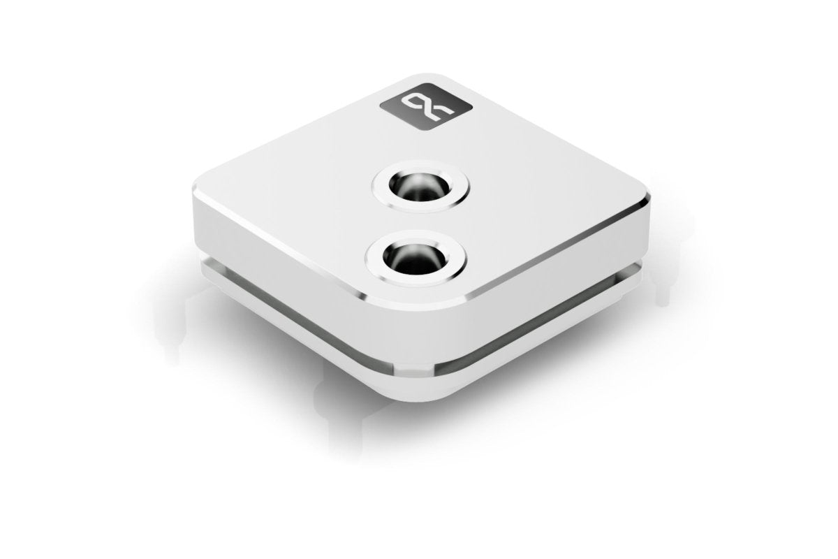 CPU water block product detail view with mounting hardware